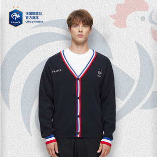 法国国家队官方商品 | 深蓝毛衣外套红蓝白领口棉质姆巴佩足球