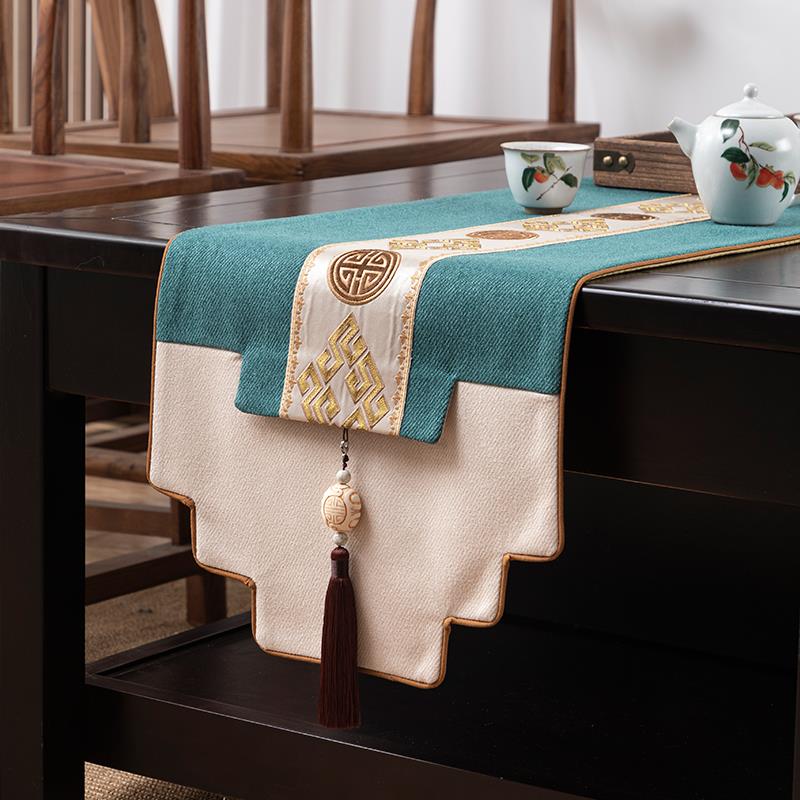 新中式桌旗禅意中国风茶台茶桌餐桌茶几旗桌布电视柜长条盖布定制