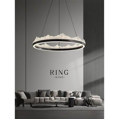 意式极简客厅冰山吊灯现代轻奢大气家用高级感别墅茶室环形圈圈灯