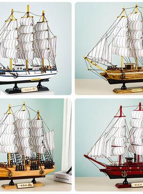帆船模型一帆风顺摆件大号客厅家居酒柜工艺品实木装饰品乔迁送礼
