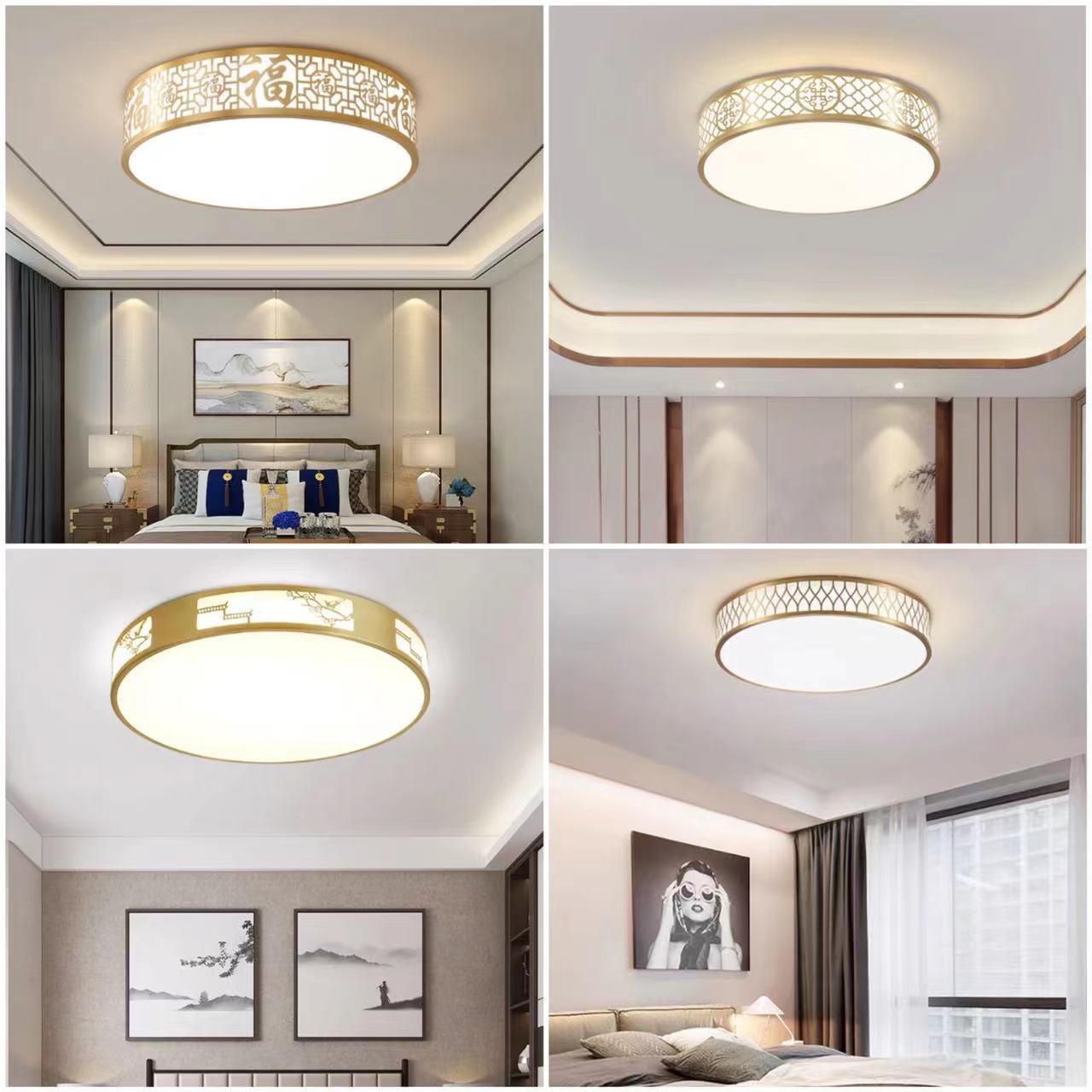 全铜新中式吸顶灯中国风格创意福字书房玄关阳台圆形led卧室灯具