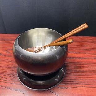 寺院用铁钵出家人的饭钵盂双层隔热不锈钢僧人吃饭用钵碗钵袋