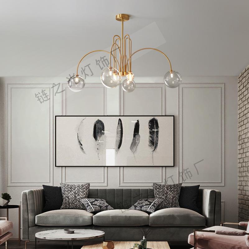 全铜北欧客厅灯法式吊灯简约现代大气魔豆餐厅卧室泡泡灯具