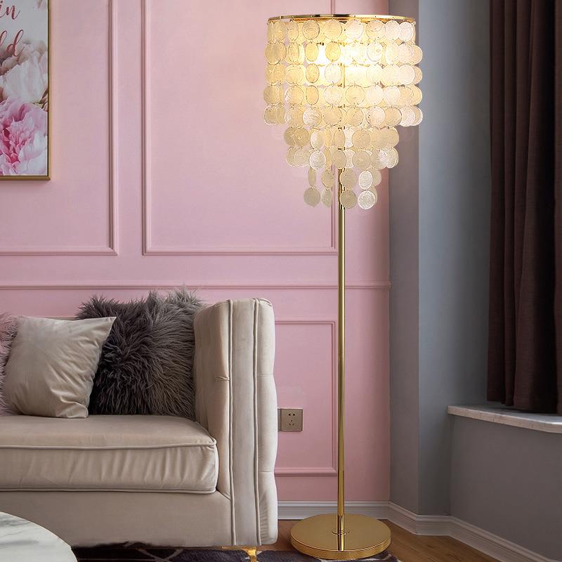 北欧轻奢贝壳贝母落地灯客厅卧室创意个性网红设计师床头灯跨境