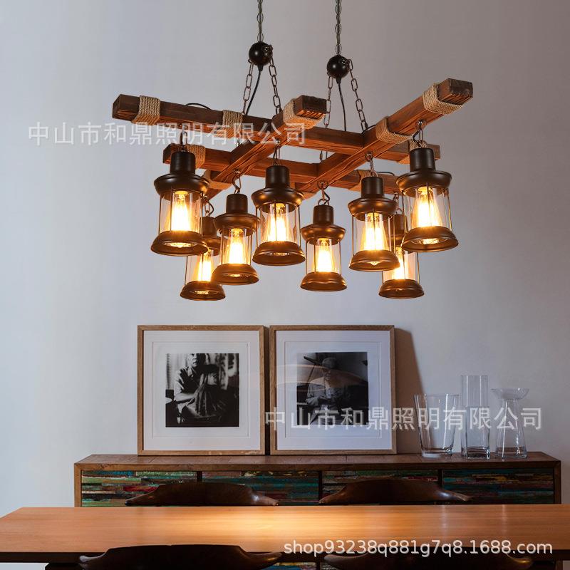 厂家美式乡村船木吊灯创意复古工业风LOFT餐厅酒吧个性漫咖啡