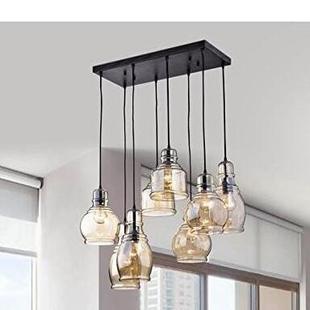 跨境美式吊灯餐厅灯复古长方形保龄球吊灯酒吧白兰地酒瓶玻璃吊灯