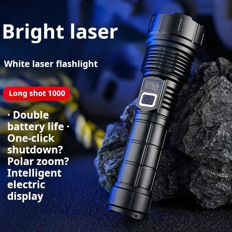 跨境新款强光远射LED手电筒伸缩变焦可充电户外多功能便携照明灯