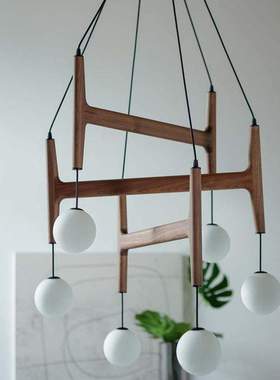 意大利Porada ASTRA侘寂风餐厅名宿客栈店铺镂空方形实木架吊灯