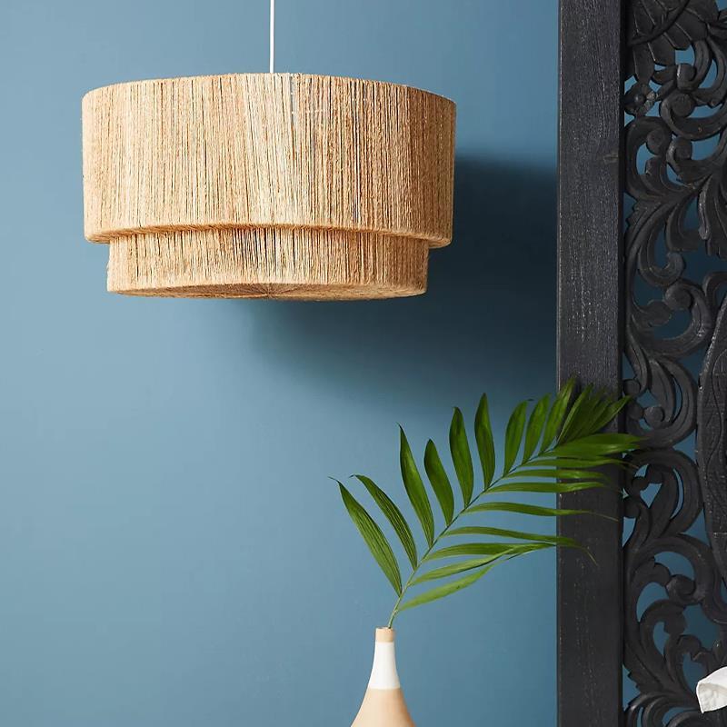 日式侘寂风复古吊灯创意餐桌灯简约卧室客栈民宿客厅酒店麻绳灯具