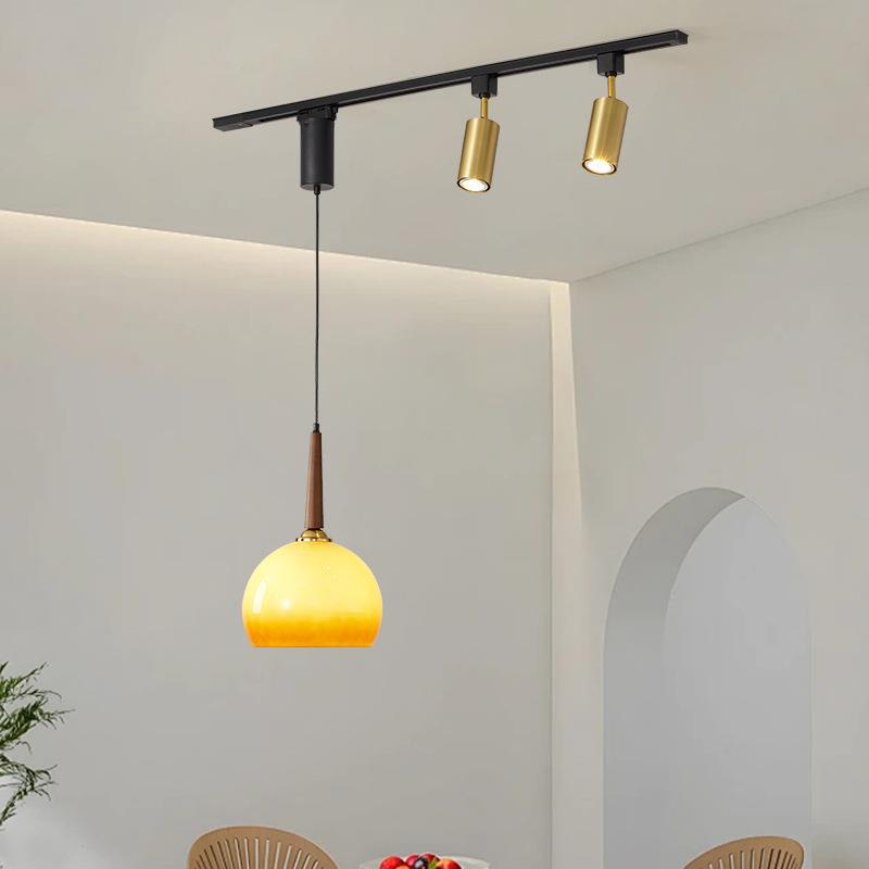 中古餐厅吊灯可移动现代简约位移吧台饭厅餐桌具日式侘寂风长条灯