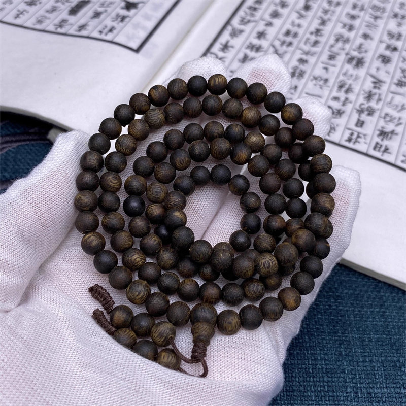 沉水紫奇楠全软油0.6念珠 高品质棋楠 油脂粘手 过手留香 棋韵正