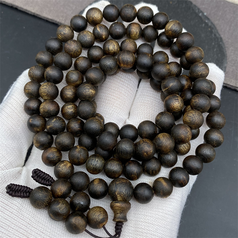 沉水浮奇楠全软油念珠 99分沉高品质棋楠料 淳化老料味道凉韵上头