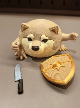 我的刀盾柴犬网红表情包摆件3D打印手办玩具模型蛤蟆狗抽象创意