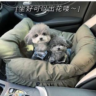两用中小型犬狗窝安全座椅坐垫 宠物大号黑白格车载窝垫棉麻手提式