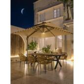 户外庭院桌椅带伞套装 花园藤椅室外院子里休闲藤编椅别墅伸缩桌椅