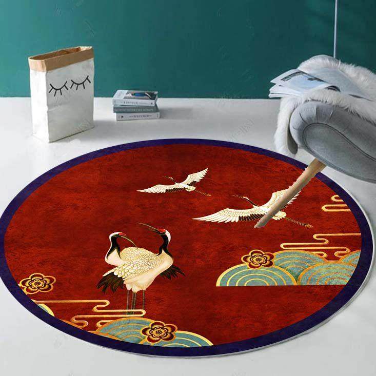中式圆形地毯客厅中国风禅意古风复古地垫仙鹤红色垫吉祥电脑椅垫,居家布艺,地毯,淘宝优惠券,粉丝福利购,淘宝优惠卷
