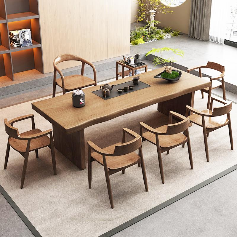 大板实木茶桌家用客厅轻奢现代简约茶台新中式办公室泡茶桌椅组合