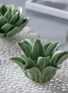 Powkhome出口美国冰裂纹陶瓷花多肉植物烛台摆件桌面装饰艺术礼物