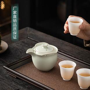 家用可养手工茶壶陶瓷功夫茶具配件单壶中式汝瓷泡茶壶手抓壶防烫