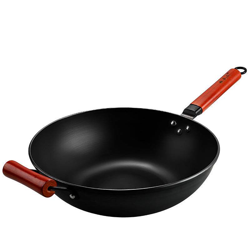 炒锅平底锅煎锅炒菜锅家用不粘锅老式铁锅无涂层燃气灶电磁炉专用