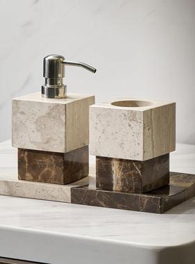 意式轻奢几何大理石卫浴瓶香薰托 托盘组合民宿酒店化妆室洗漱台