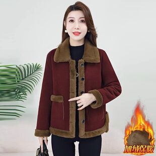加绒加厚女士外套2024冬季新款洋气保暖时尚短外套上衣棉服棉袄女
