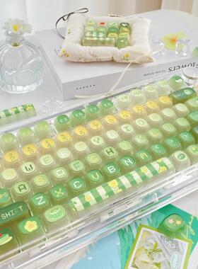 新品限时优惠！向晚外设MOA高度四面透光抹茶小兔机械键盘键帽