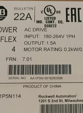 22A-A1P5N114 AB变频器 PowerFlex4 交流工控驱动议价维修