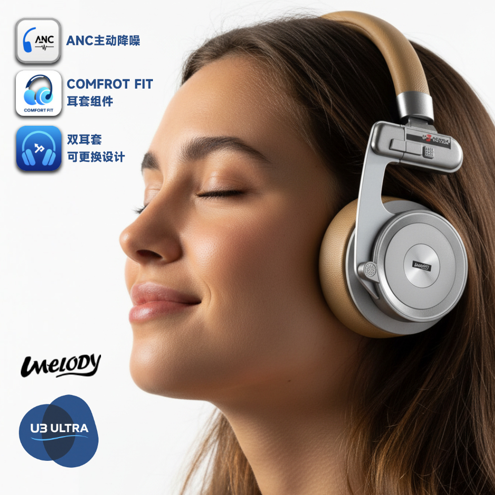 悠律高颜值头戴式主动降噪耳机