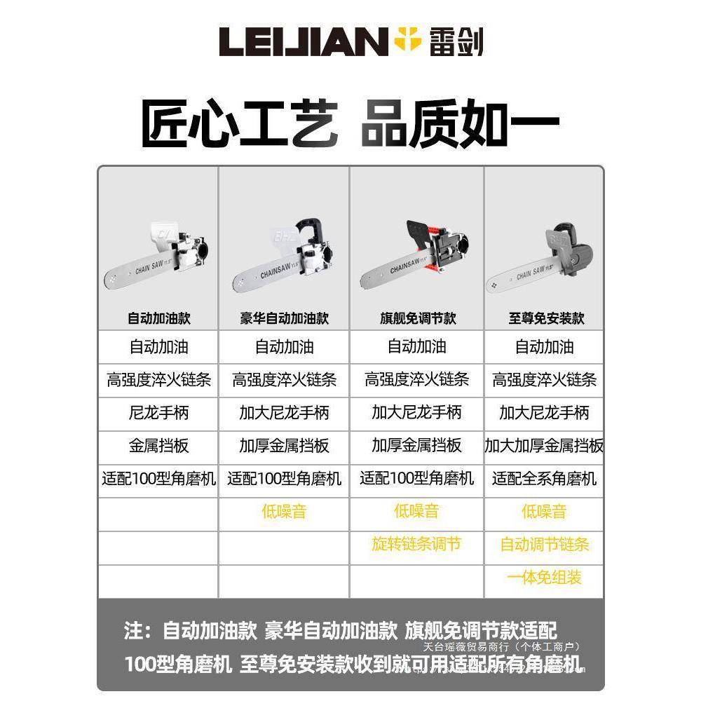 雷剑角磨机改装电链锯多功能家用手磨机改电锯配件小型手持伐木锯