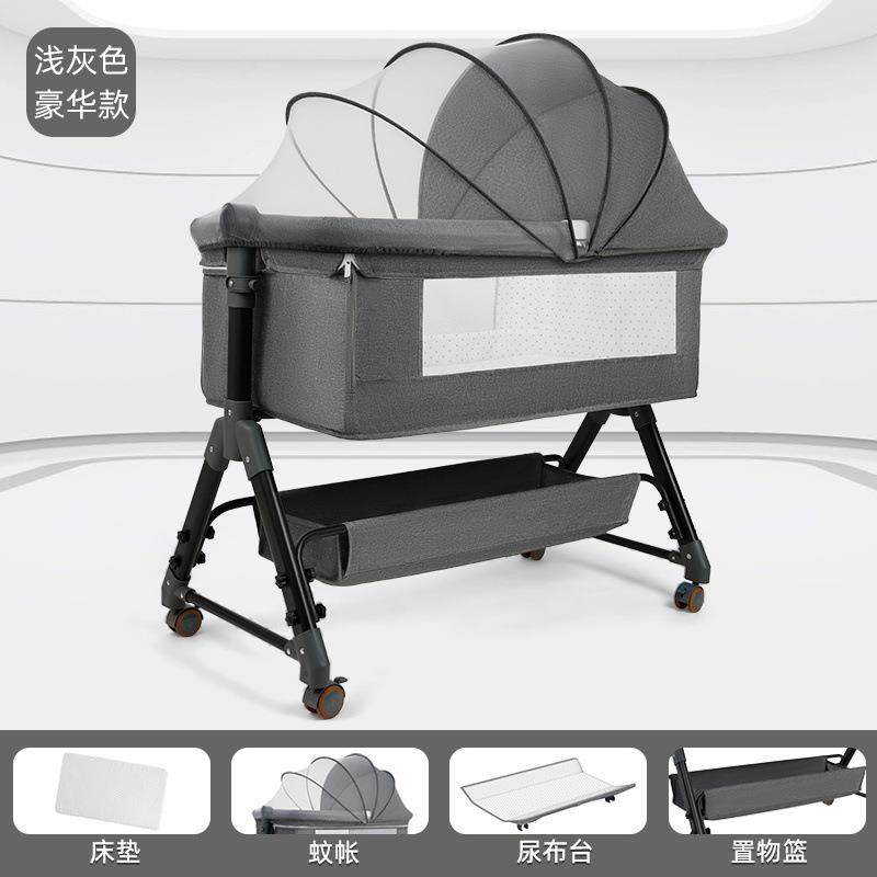 儿床生儿新床拼接大宝宝摇床床bb儿童床摇篮床多功婴593能移动可