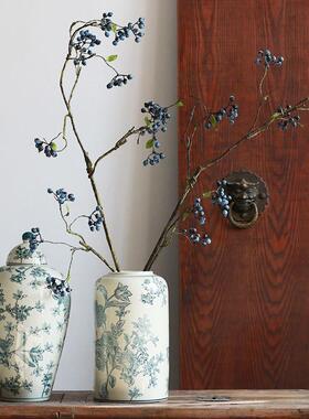 瓷器欧中式青花陶瓷装饰罐厅装花饰瓶新居摆EHS件客门式厅软装