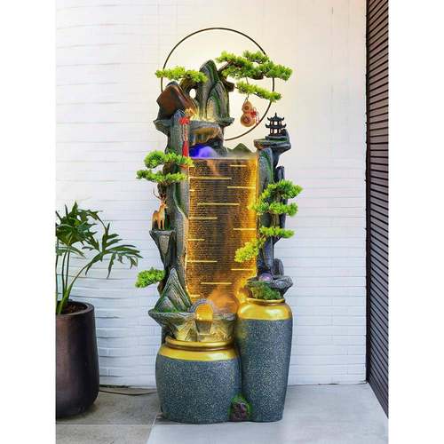 假山喷泉水水景家风流TM684560水摆件循庭环水客厅玄关地装饰水落