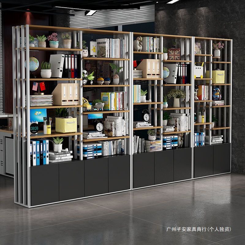 屏风隔断展示架铁艺落地置物架办公室文件架现代简约玄关书柜新品