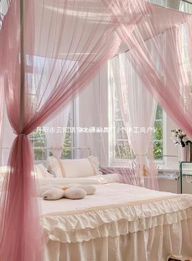 款简约防尘顶蚊帐家卧室新宫廷落地式支架绑法用式hgc10273三开门