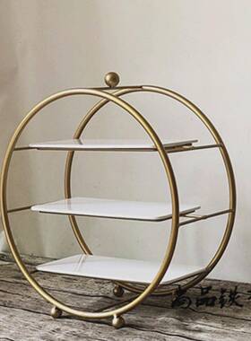 英式下水午茶F95T7987点架心架铁甜品台圆形蛋糕架自三助餐果甜点