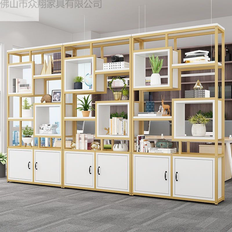 客厅时尚屏风玄关柜入户置物架办公室落地收纳现代创意铁艺隔断柜