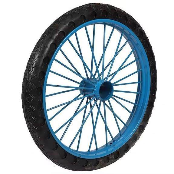 26寸12根圆管充气型橡胶车材质马车轮力车轮实心·斗轮子灰轮