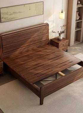 胡桃木1米8床酒店1AIL民宿卧室家全实木双人床奢用主卧米5大轻床