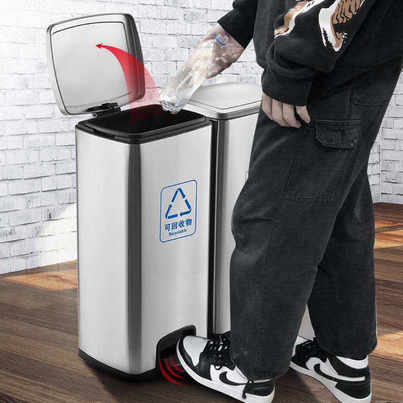 20大号不钢大容量家用40厨房商防臭升盖用MX-JC01脚式垃圾踏桶升