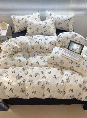 XVZ款水洗棉床单四被件套韩新式卡通小清新四季款柔软单件套宿舍