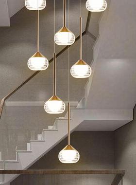 墅楼梯现代简约灯餐厅简约创意高挑跃别复层式楼梯间旋91017转长