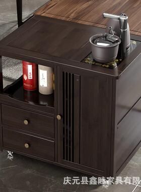 移动茶桌家用小茶台烧阳车台竹木茶茶具套装自74959全动水壶一体