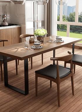 美复古实木工业风办公长会桌议电脑书桌简易条55784家用商式用洽