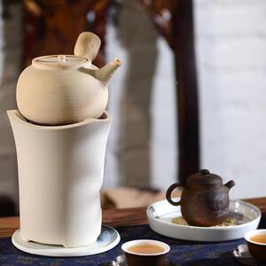 Ψ茶器手风工纯素心白泥炉烧炭煮茶炉家用烧炉潮州工夫水茶F967S7