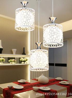 创意雕花公餐吊灯三头水吊灯办l晶ed吊线铁艺吧台饭厅创BA012-3意