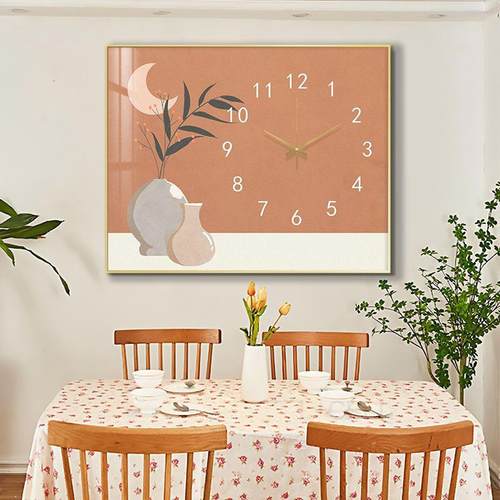 植物瓶总子时钟电表箱装饰孔uM1Hm8Pb画带钟表免打遮闸挡配电箱开