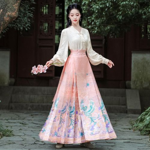 速发粉色新装式国风马面改套中成人古风装汉服裙良版日常通勤