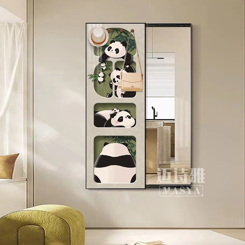 速发隐藏式推拉全推镜奶油风卧室玄关装饰画壁挂式拉身镜可身全镜