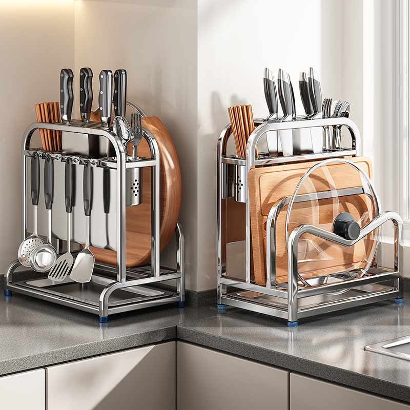 速发04不锈钢刀4置物架202体新款厨房锅盖菜板架一架刀具收纳架